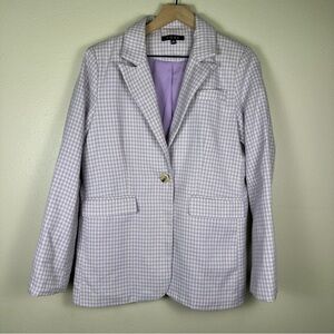 FORE Metallic Preppy Women's M Purple Checkered Coquette Single Breasted Blazer